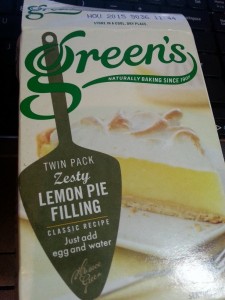 Het pakje dat in Ierland verkocht wordt voor de vulling van de citroentaart.